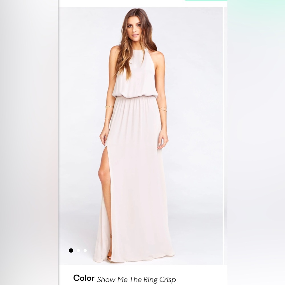 Show Me Your Mumu Bridesmaid Dress Heather Halter in Show Me the Ring Crisp